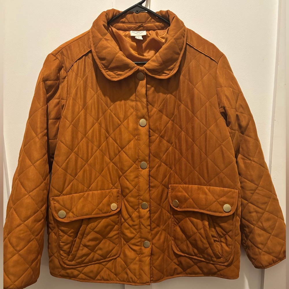 St John's Bay Rust Brown Quilted Barn Coat/Chore Jacket with Snap Buttons